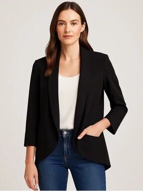 Harlowe & Graham Black Open Front Blazer | Tailored Minimalist Work Size XS